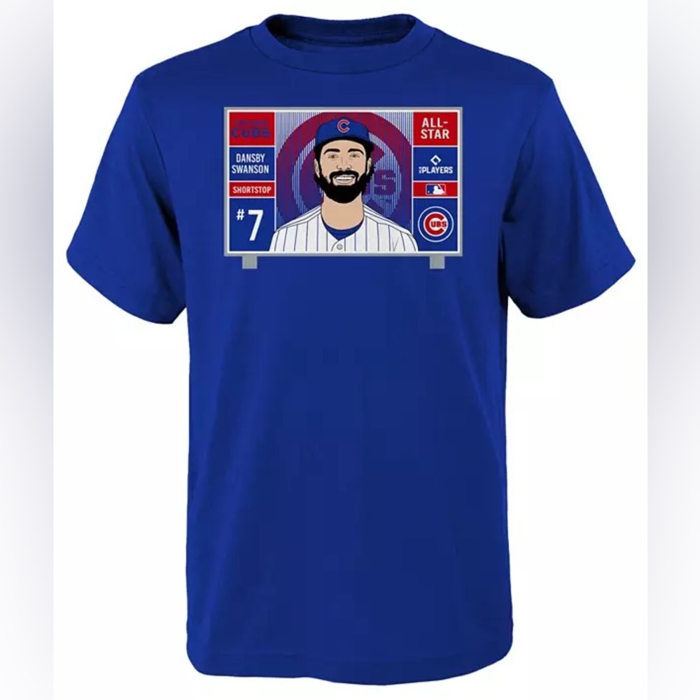 MLB Team Apparel ⚾️ Youth Chicago Cubs Dansby Swanson Jumbotron Shirt,medium NWT